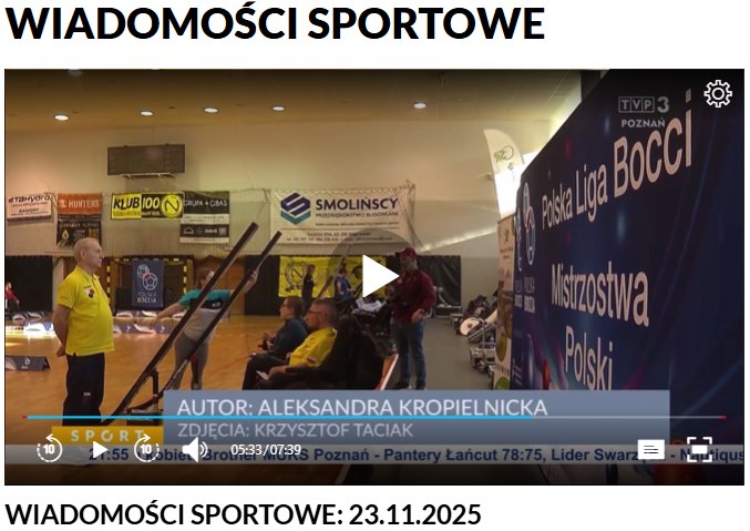 O Finale Mistrzostw Polski w Bocci’2025 w Wągrowcu w Sport TVP3 Poznań